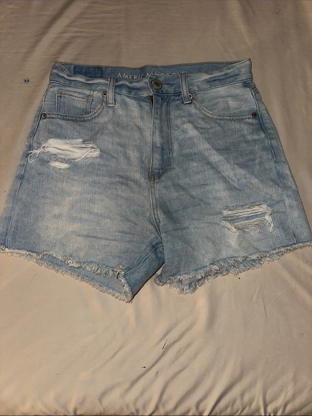 American Eagle Outfitters Light Wash Distressed Denim Shorts